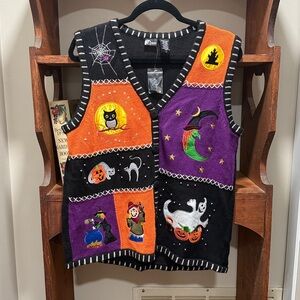Holiday Editions Halloween Sweater Vest - Black, Orange, Purple
